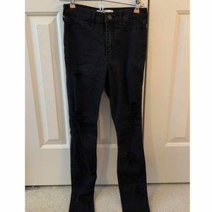 Black Ripped Skinny Jeans - High Rise - Hollister